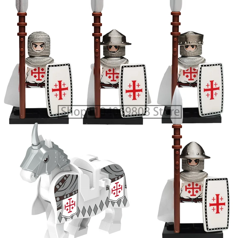 Medieval Soldier Figures Building Blocks Military Wolf Knight Rome Warrior Golden Knight War Horse Accessories Boy Toy Gift N07 view 4