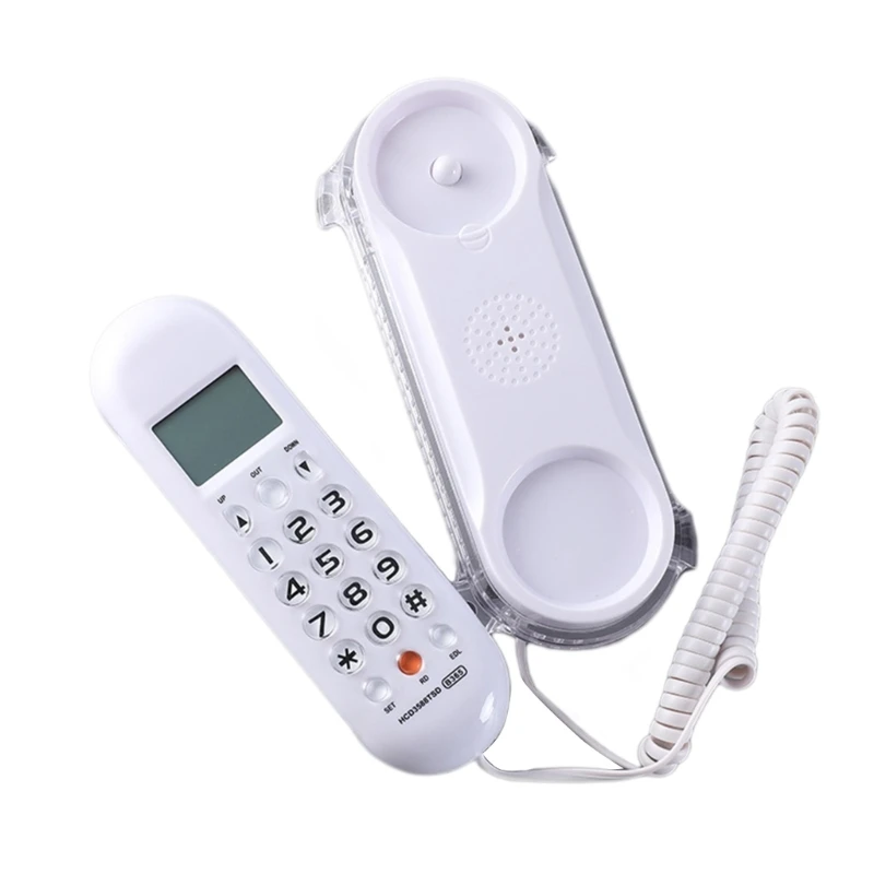 Stylish Crystal Base Corded Wall Mountable Telephone B365 Mini Fixed Landline Phone LCD Display Caller Redail Functions