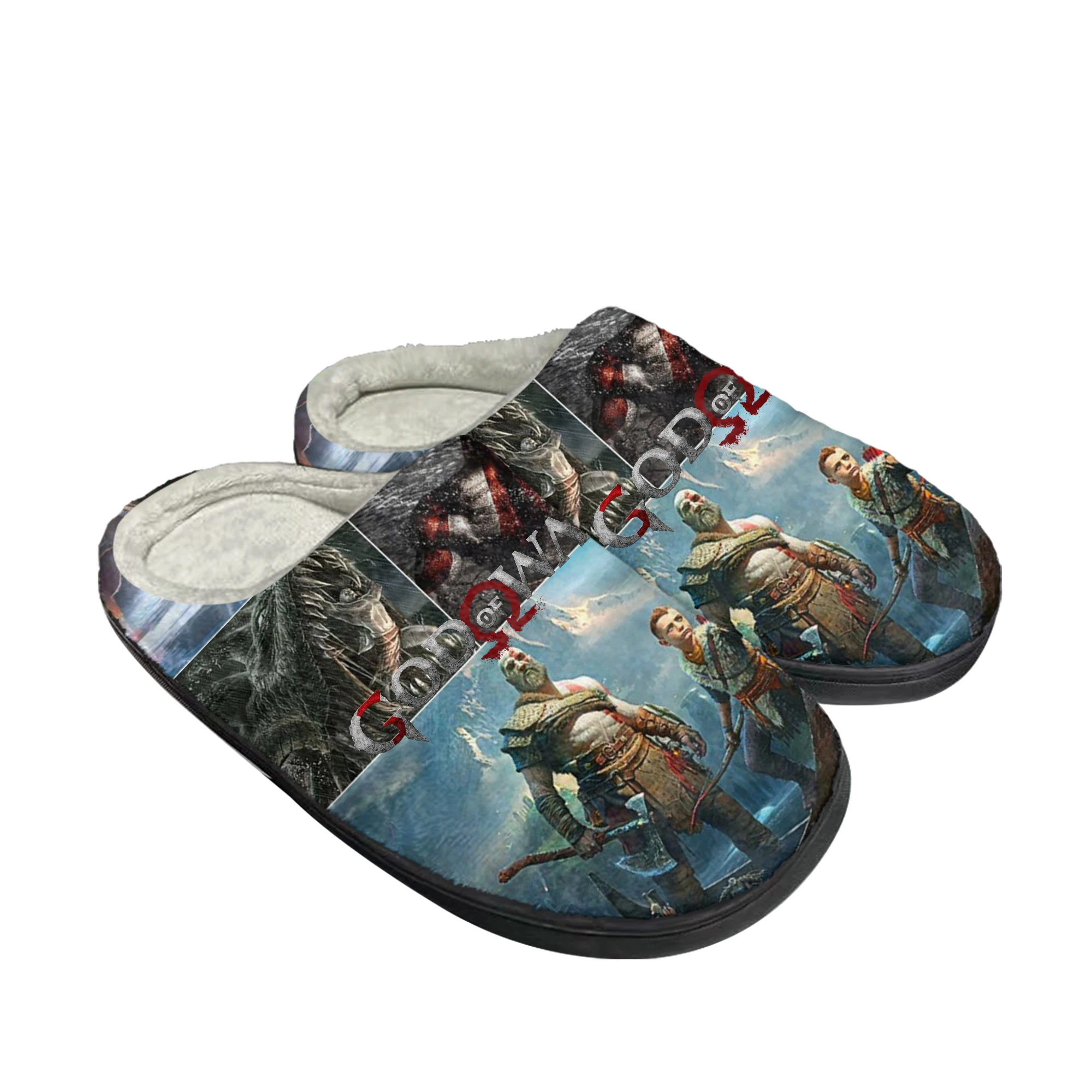 God of War Custom Home Cotton Slippers Cartoon Game Men Women Teenager Plush Bedroom Casual Keep Warm Shoes Tailor Made Slipper