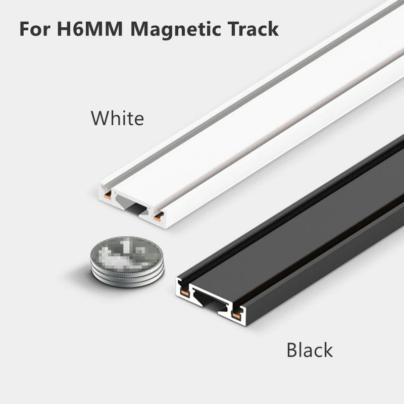 H6mm Ultra Thin Magnetic Track Light System 48V Living Room Ceiling Mount LED Ceiling Magnet Rail Lamp Spotlight Chandelier