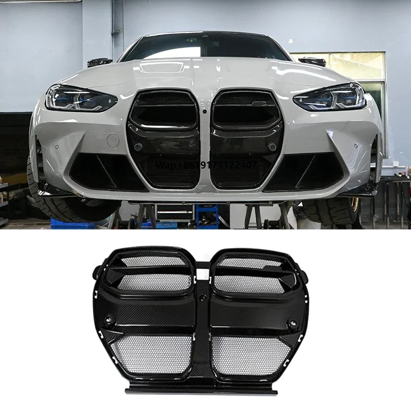 

Решетка переднего бампера для M3 G80 M4 G82 G83 2020-2023 в стиле ALP с сеткой, глянцевый черный карбоновый дизайн, автозапчасти