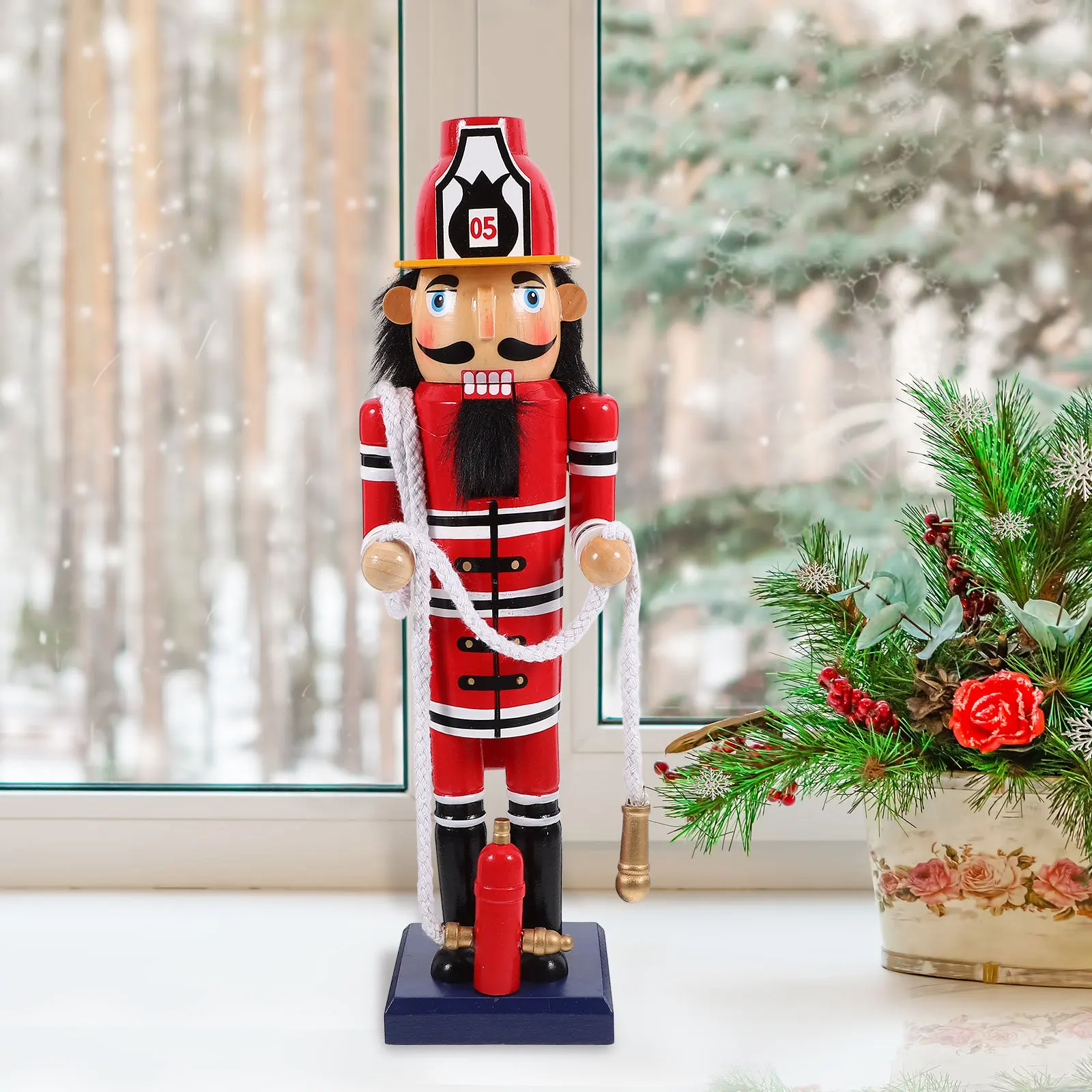 

Firefighter Nutcracker Indoor Christmas Decoration Wooden Nutcracker Soldier Xmas Table Ornament Gift Christmas Wood Nutcrackers