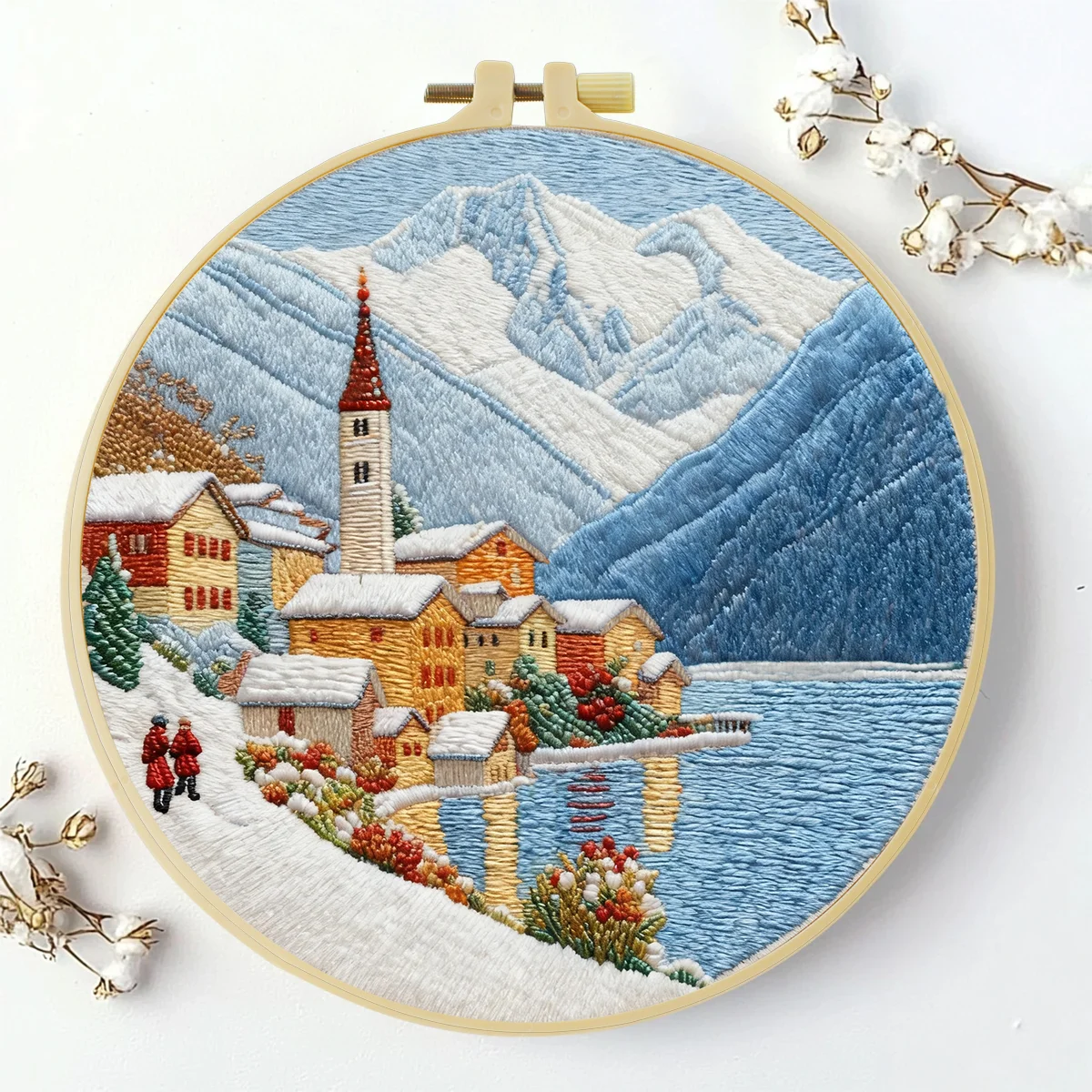 1 Stück 20X20CM/15X15CM 7,87/6,3 Zoll Stickerei-Starter-Kit „Schneeberge“ DIY-Kit DIY-Stickerei-Set Handarbeiten Heimdekoration – Detail 1