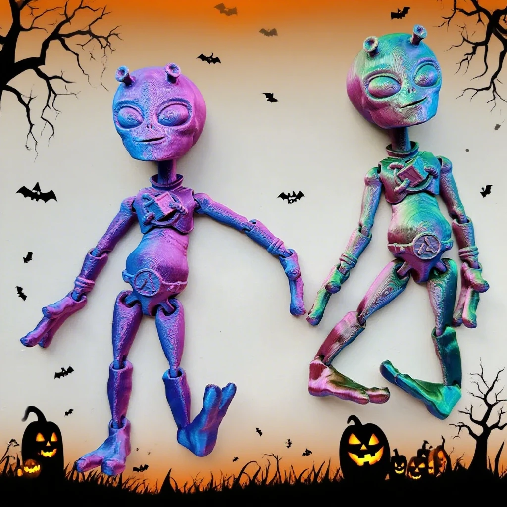 

3D Printed Alien Halloween Christmas 3D Printed Toys Creative Movable Fidget Toys Home Decor Desktop Ornament for Kids Gift