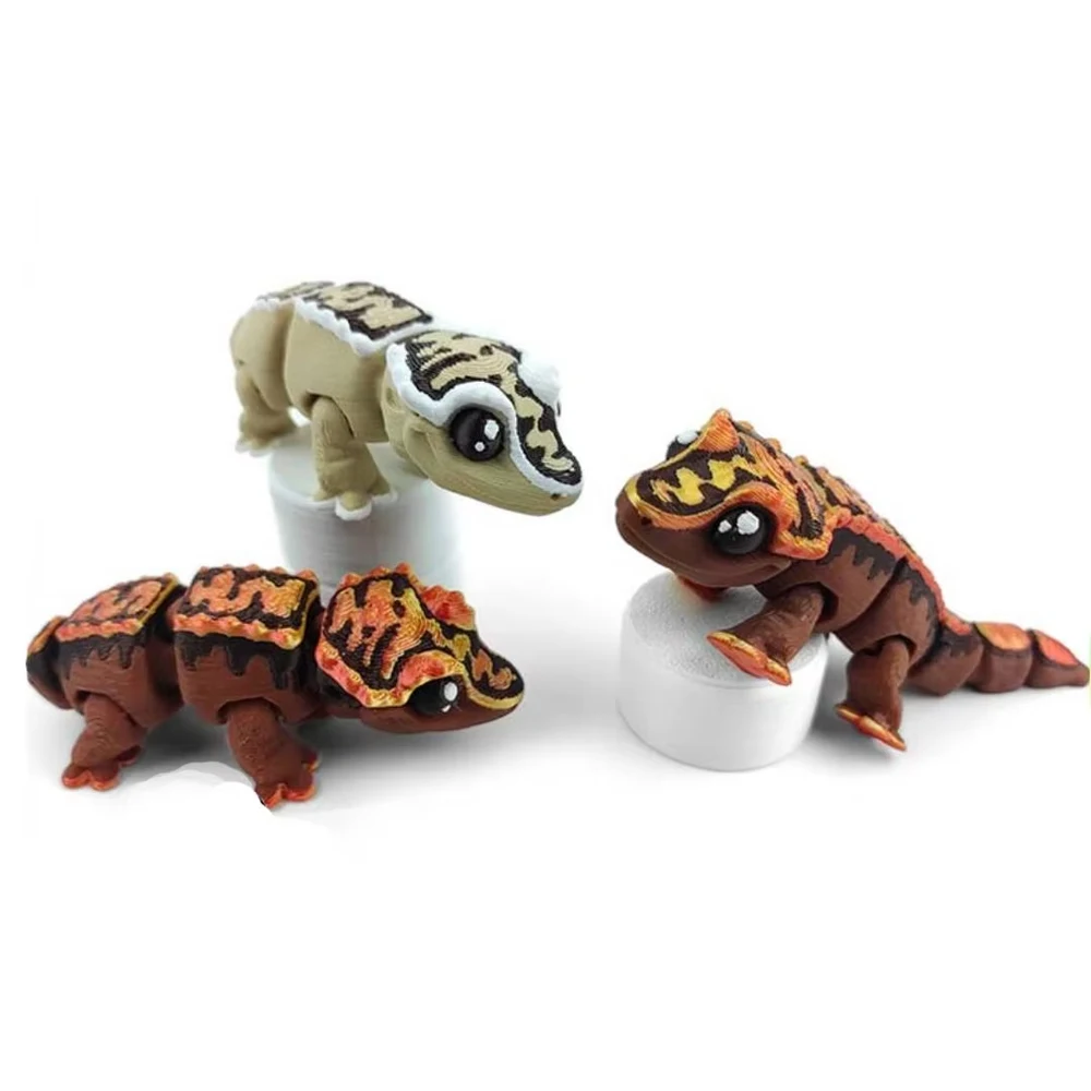 

3D Printed Mini Eyelash Horns Gecko Home Decoration Handicrafts Ornament Joint Movable Simulation Animal Model Gift Set Kid Toys