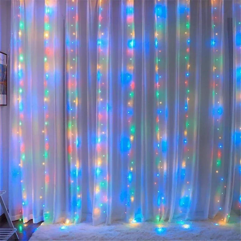 USB-Fernbedienung, 6 x 3 m, LED-Vorhang, Girlande auf dem Fenster, Lichterkette, Hochzeit, Weihnachtsdekoration für Schlafzimmer, Zuhause, Neujahr – Detail 10
