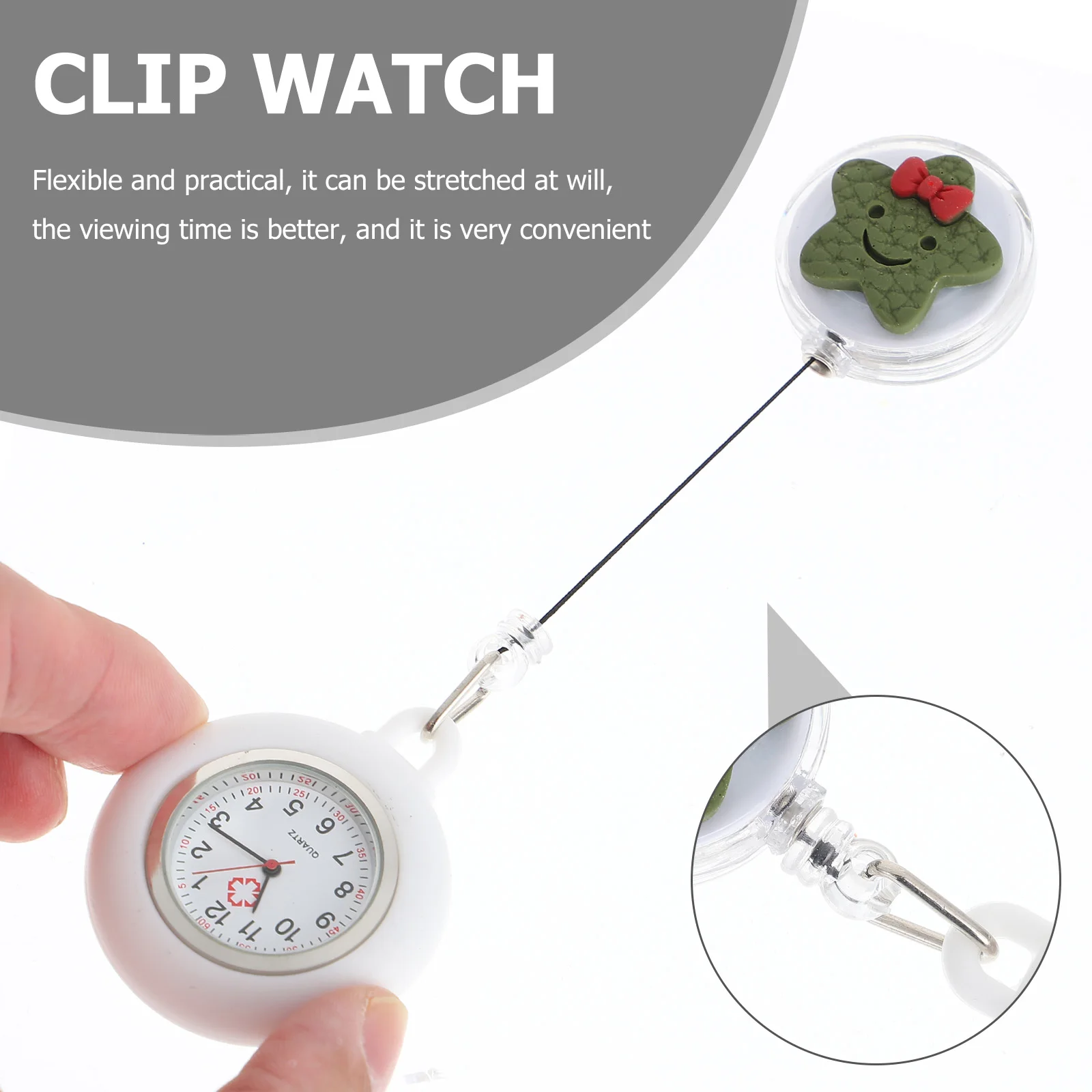 

Silicone Star Nurse Pocket Watch Gold Lanyard Retractable Clip- Quartz For Nurses Doctors Green Hanging Watch