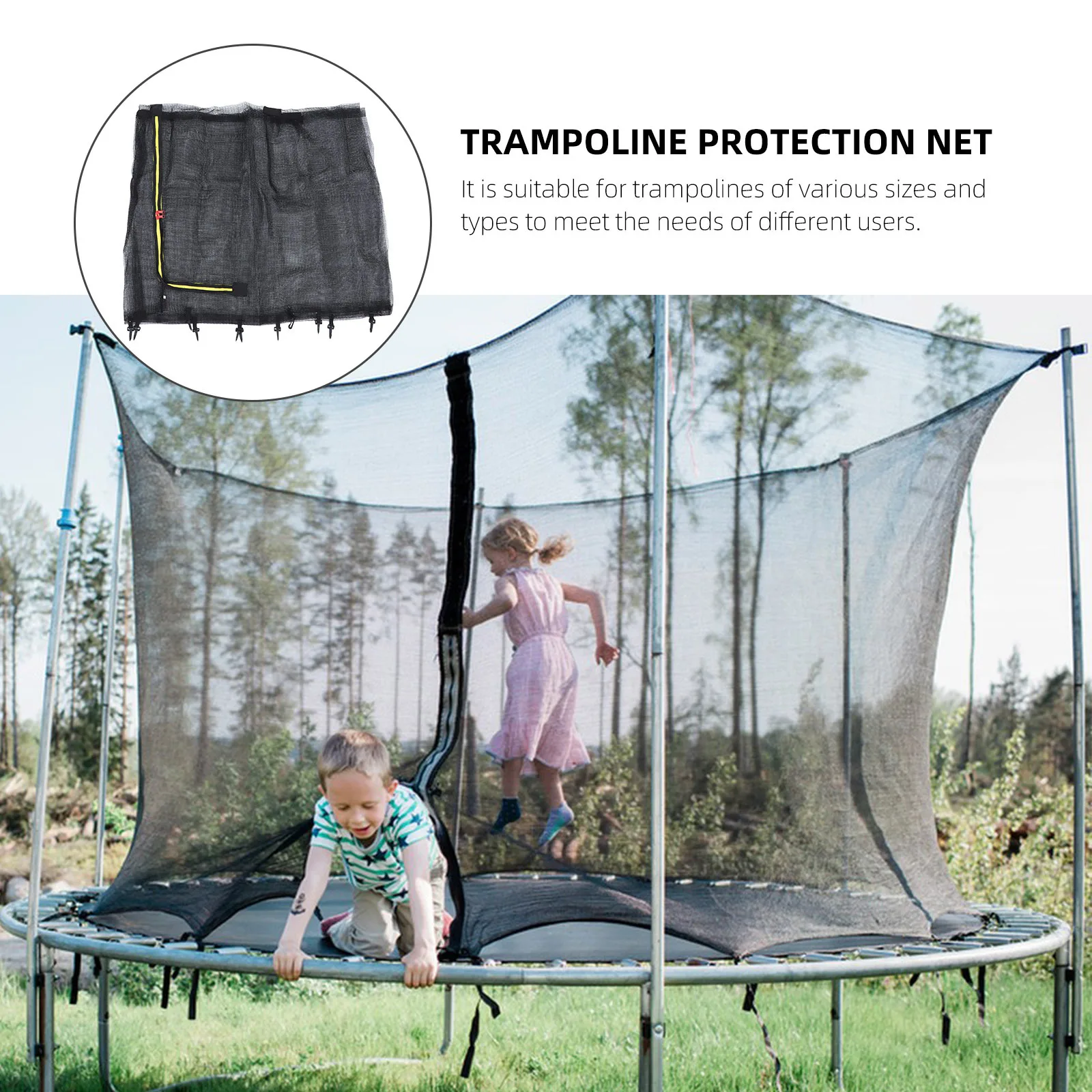 

Trampoline Safety Net High-Strength Protective Mesh Surround Netting Bounce Protective Enclosure Replacement Parts