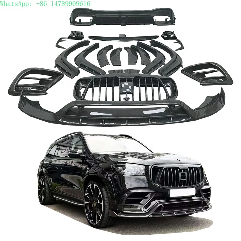 Extreme MakeoverYICKU New Bumper - GLS63 2019- Upgrade MSY Style Front/Rear Lip Wheel Eyebrow Grille Tuyere Carbon Fiber Black H