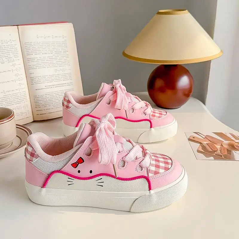 

Детская обувь, повседневная обувь, кроссовки, новые дышащие красивые детские туфли для скейтбординга с милым рисунком «Hello Kitty», модный подарок