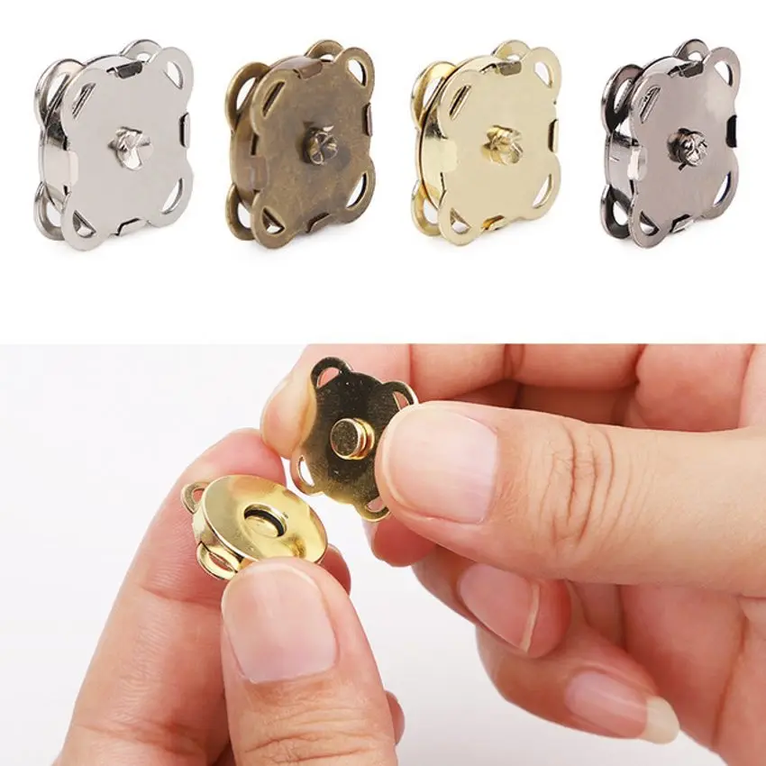 5Sets Square Metal Buttons Magnetic Purse Snap Clasps/ Closure for Purse Handbag 20x20mm