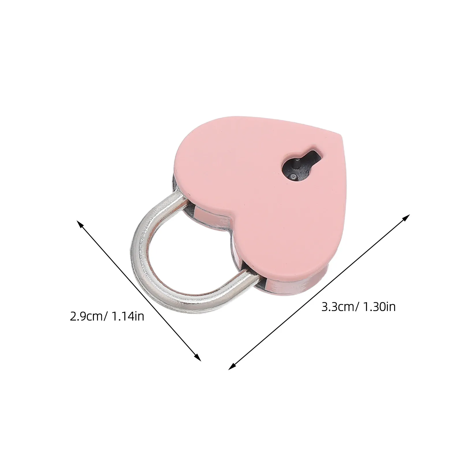 2Pcs Heart Shaped Padlock Mini Metal Love Lock Romantic Keyed Diary Handbag Valentine's Wedding Gift Pink