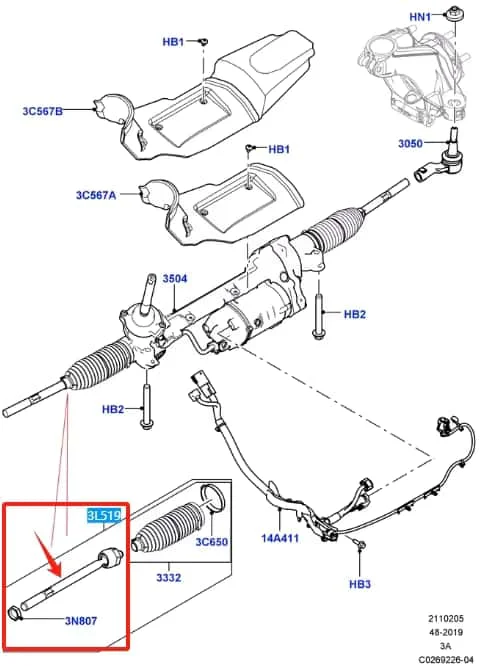 LR026271 LR097993 Inner Tie Rod Rack End For Land Rover Range Rover Evoque 2012 Discovery Sport 2015