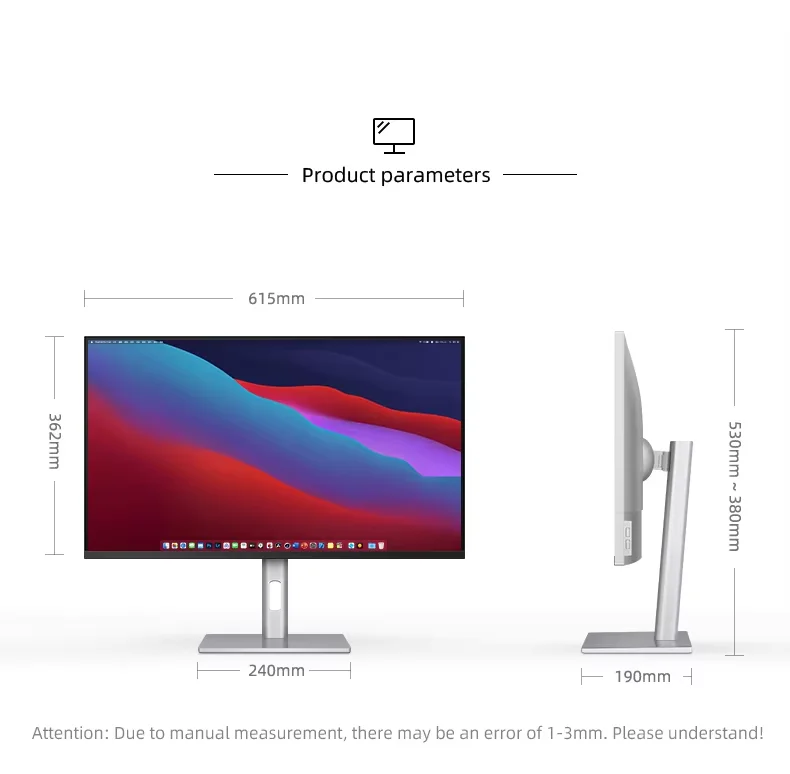 Monitor PC 4k 27" 60Hz HD IPS Design dello schermo verticale senza cornice PC desktop Monitor LCD Tipo-c Schermo esterno