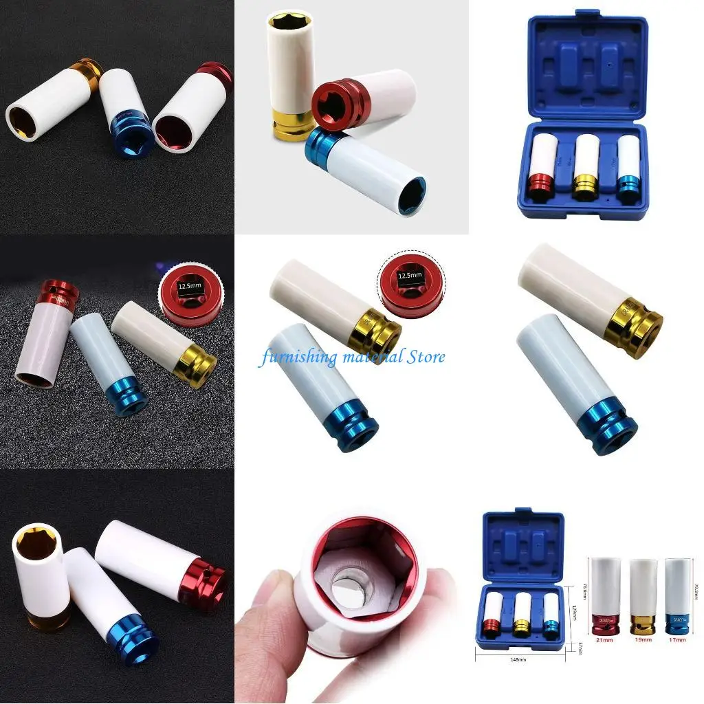 

Y5GD 3Pcs Auto Car 17mm/0.67in 19mm/0.75in 21mm/0.83in Alloy Thin Wall Wheel Nut