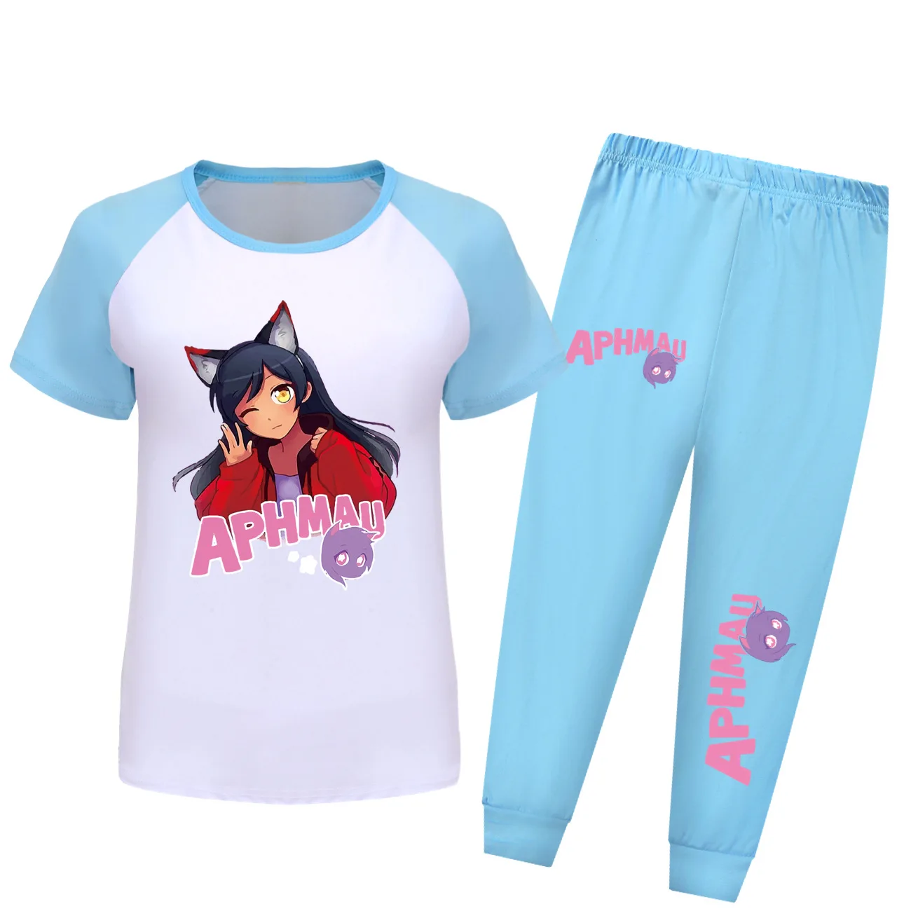 Anime Aphmau Cat Clothes Kids 2024 Summer pigiama set Toddler Girls Lycan Aaron Nightwear bambini manica corta Casual Sleepwear