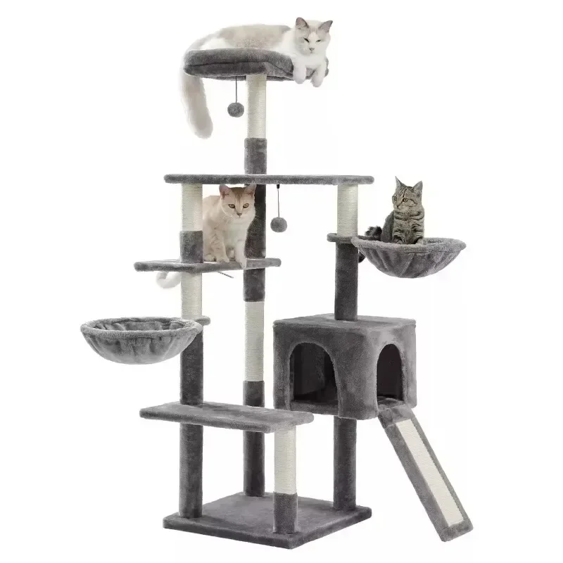 Cat Tree House Tower for Big Cats,XXL Wooden with Pillow, Soft and Comfortable Cat Climbing Frame, Pet Cat Scratching Post Toy