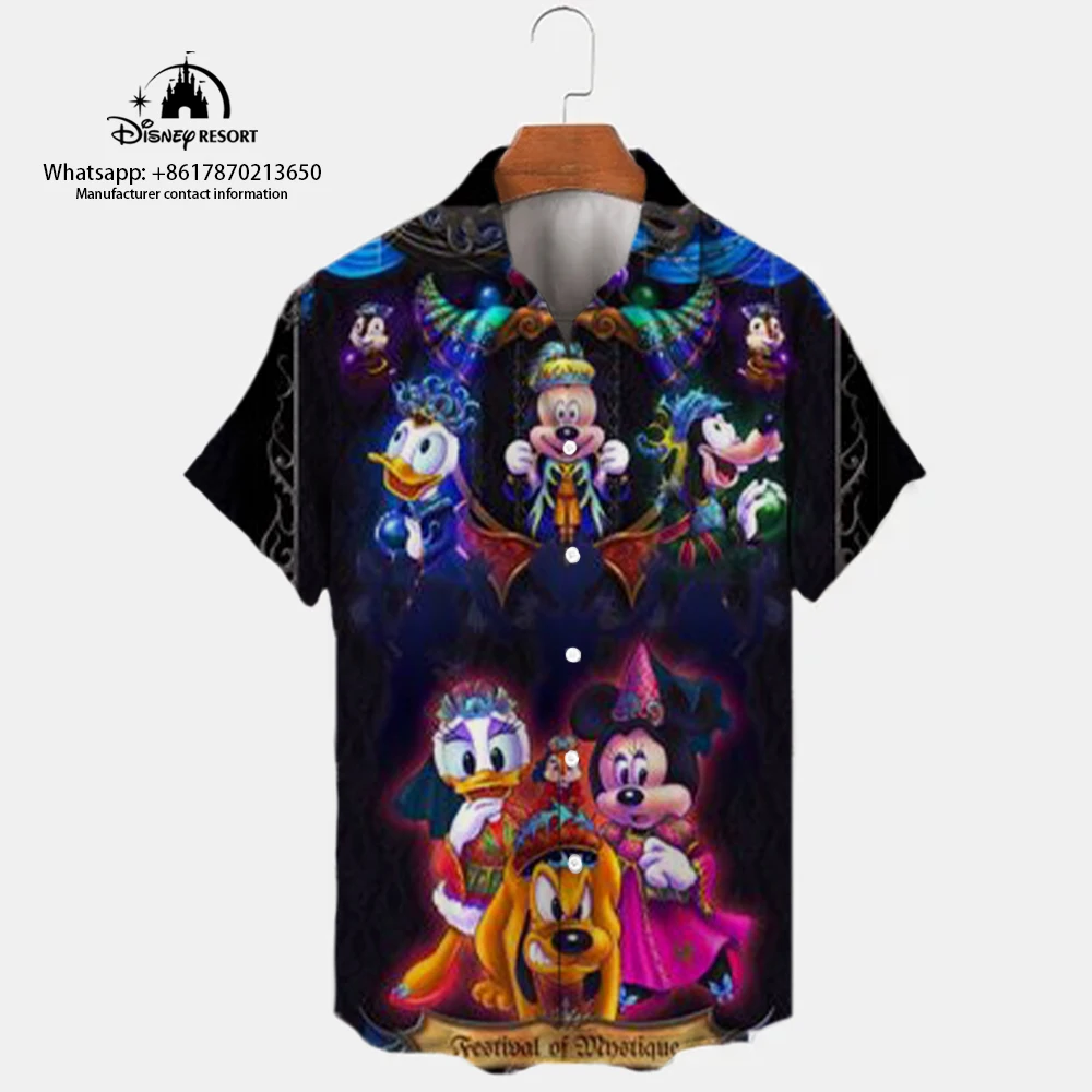 Street Fashion Comfortabele Y 2K Stijl Heren Shirt 2024 Halloween Nieuwe Mickey 3d Cartoon Korte Mouwen Shirt Casual Comfortabele Shi