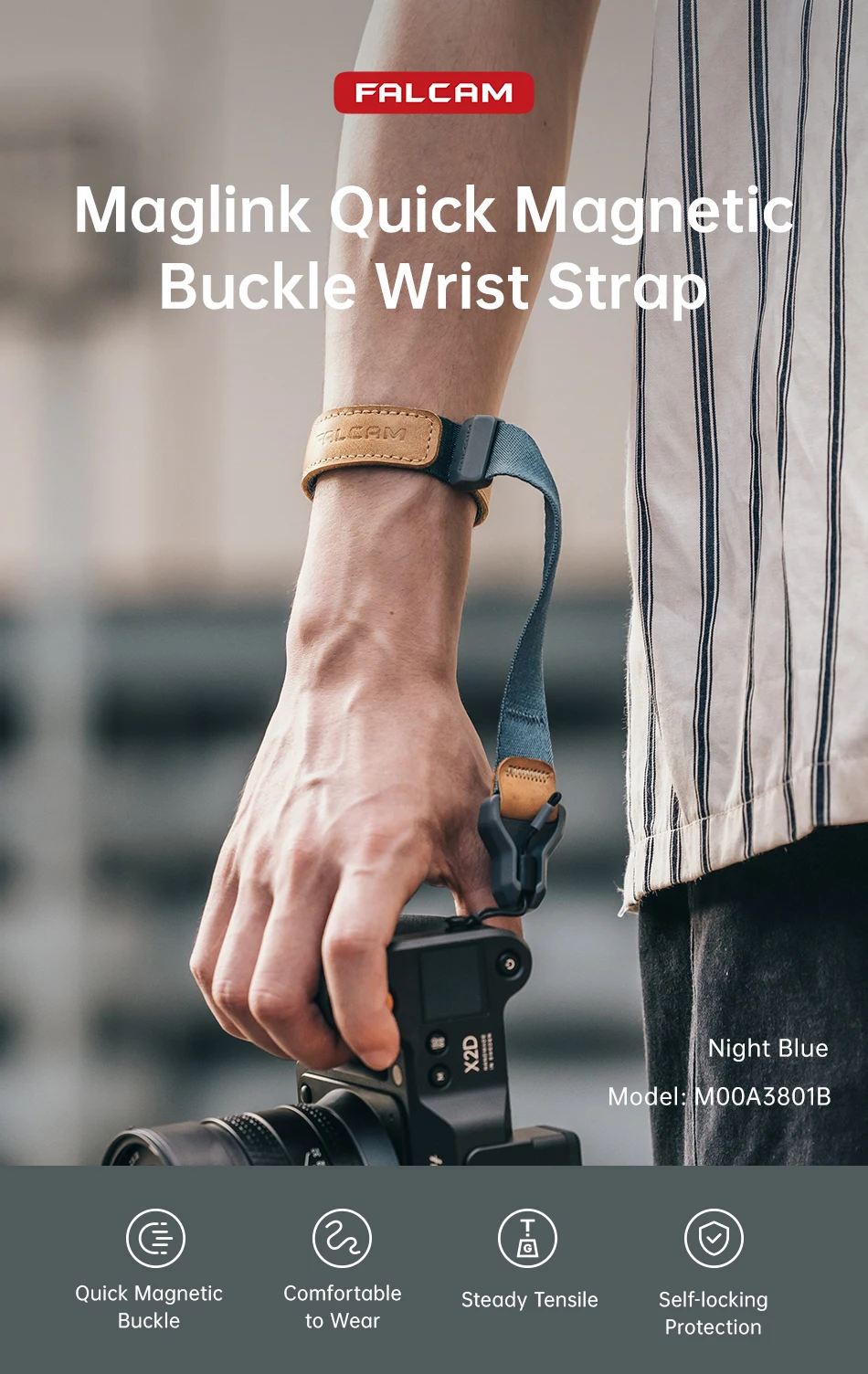 FALCAM M00A3801 M00A3801B M00A3801G Maglink Quick Magnetic Buckle Camera Wrist Strap Universal Photography DSLR SLR Camera Strap