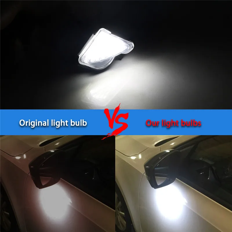 Skoda Superb 2 II 2019-2008 Octavia MK3 MK2 5E 2012-2019 White 6000K 용 사이드 미러 웅덩이 빛 아래 2 개/대 CANbus LED 썸네일 6