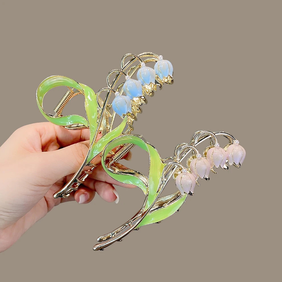 Lily of the Valley Hair Claws For Women Fashion Hair Clip Metal Hair Crab Hair Accessories Headwear