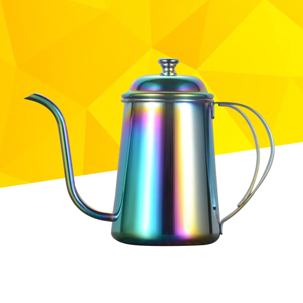 

1Pcs Stainless Steel Coffee Pot 650ml Long Pot Drip Maker Air Vent Lid Anti-Slip Handle Kitchen Tool Water Jar