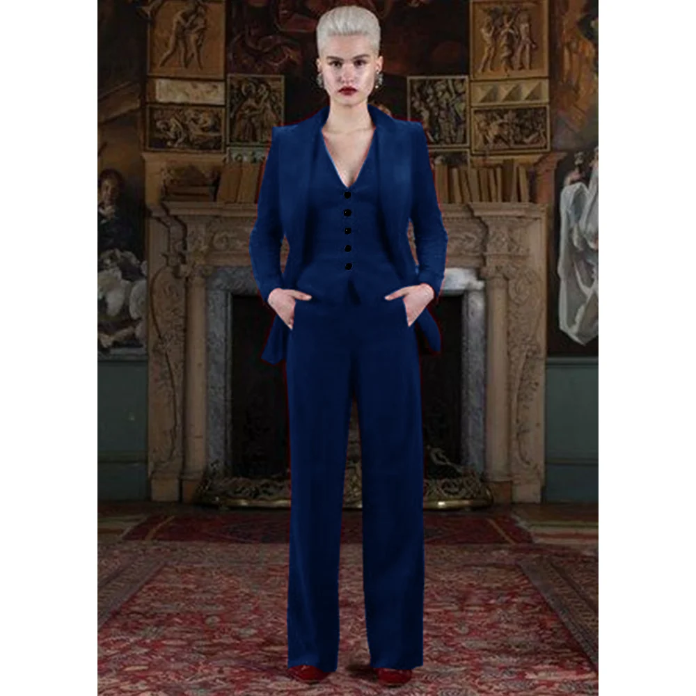 Women's Three Piece Suit Velvet Single Breasted Elegant Women's Pants Suits Female Suits Set Formal New in Matching Groups Sets