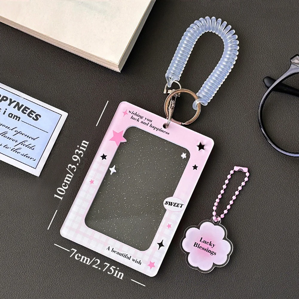 Acryl Kawaii Stil Karte Halter Glück Segen Photocard Halter Transparent Foto Karte Schlüsselbund Tasche Anhänger Student Geschenk Heißer