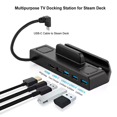 RGEEK 5 in 1 Docking Station TV Base For Steam Deck Stand Hub Holder Dock HDMI USB Type-c Charger For Steam-Deck Game Console