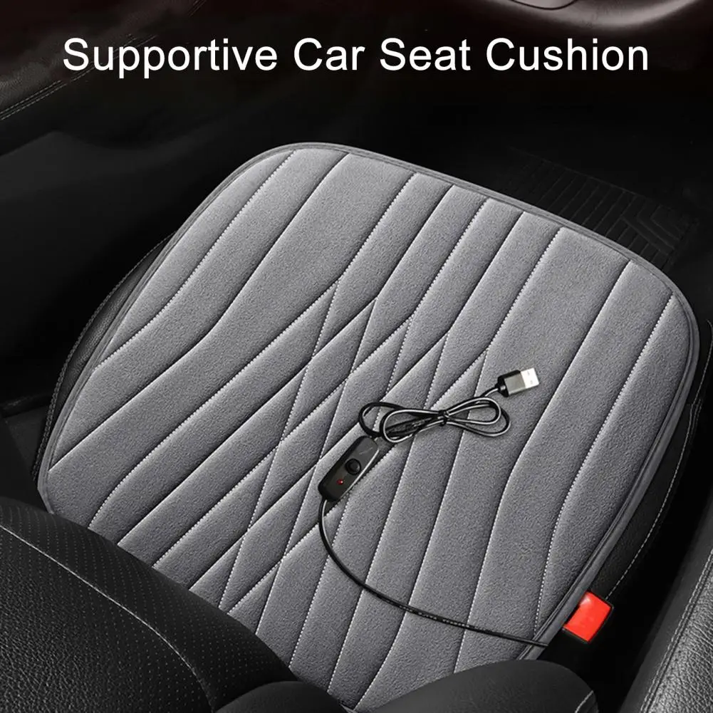 12/24V Memory Foam Car Heated Seat Cushion Universal Car Seat Cushion Anti-Slip Bottom Short Plush Chair Cushion Car Seat Pad