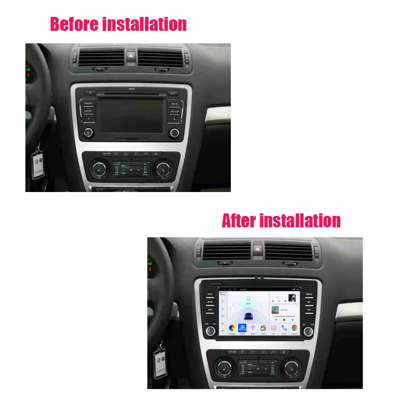 Автомобильный радиоприемник 8 дюймов, 4 + 64 ГБ для Skoda Octavia (2009-2012) Мультимедийный плеер CarPlay Android Auto