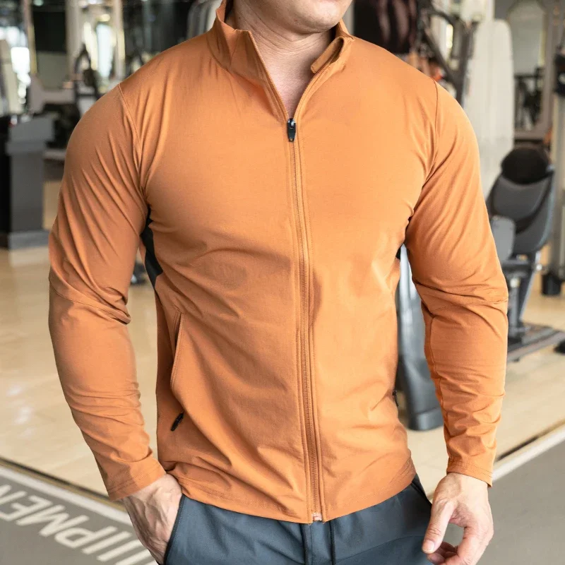 Chaqueta deportiva para hombre, ropa de entrenamiento para correr, chaqueta exterior de manga larga de secado rápido para otoño e invierno