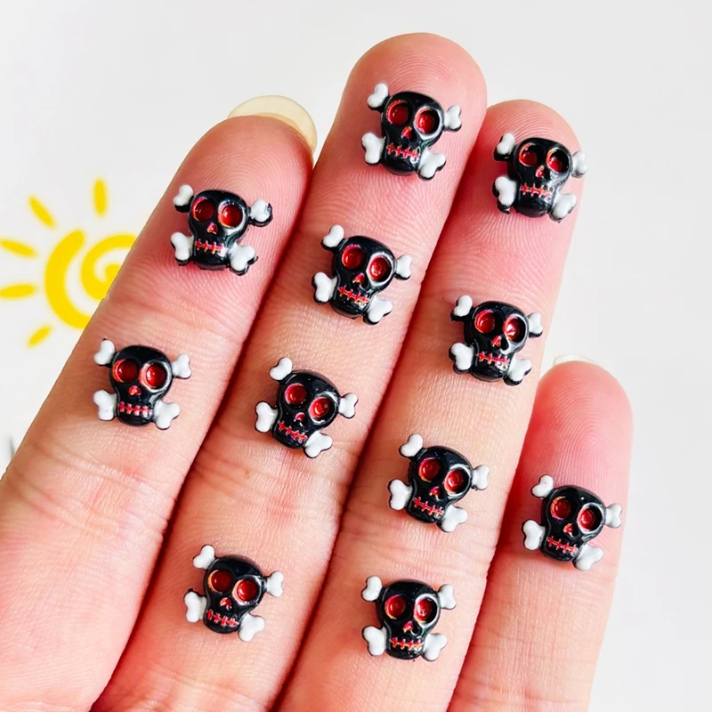 55 Cute Resin Mini Halloween Skull Nail Art Flat Bottom DIY Scrapbook Decorative Jewelry A155