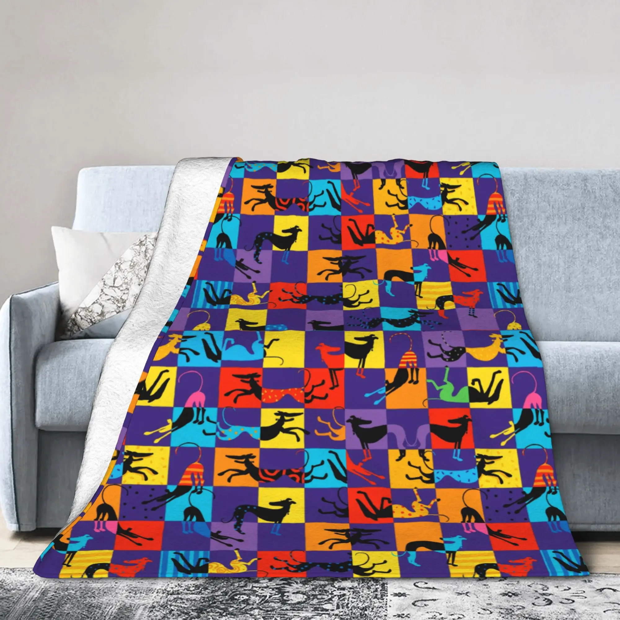 Custom Hounds Greyhound Dog Blankets Warm Flannel Animal Pop Art Throw Blanket for Home Bedroom Sofa
