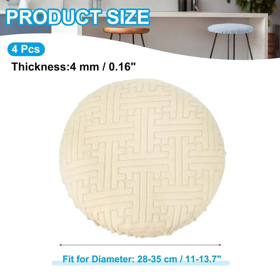 1/4 Pcs Round Stretch Bar Stool Cover Washable Elastic Chair Seat Cushion Cover Fit 28-36cm Bar Stools for Home Bar