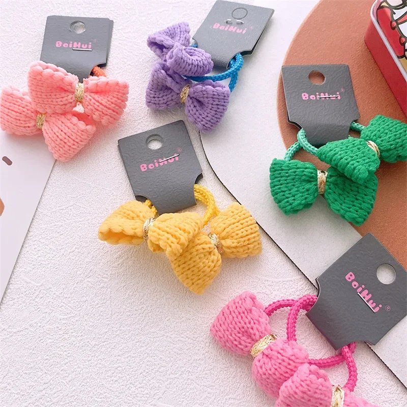 Cute Toddler Elastics Hair Ties Small Headwear Cartoon Children Bread Bear Ropes No Damage Holders Braided Girl Seamless Bands