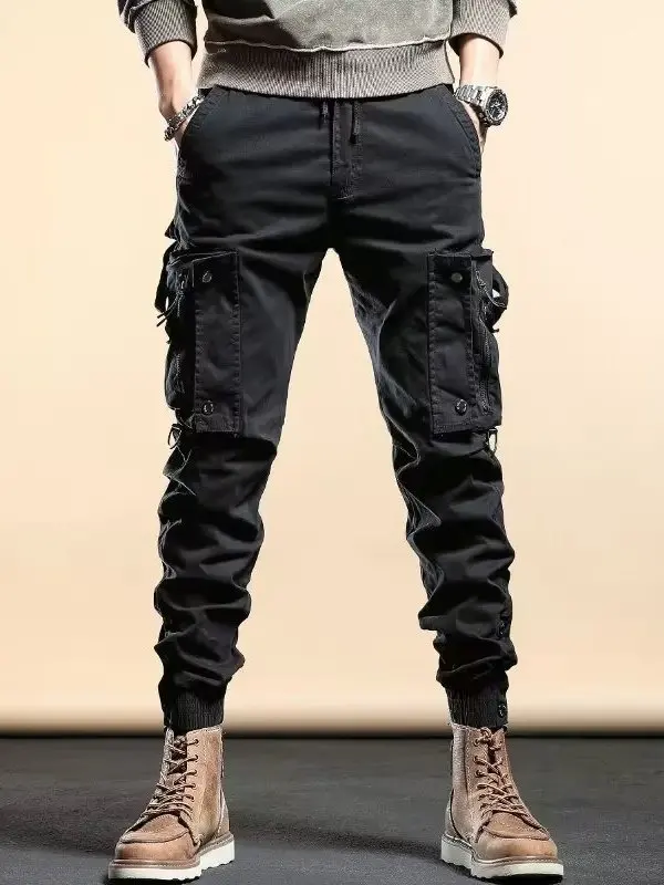 

Slimfit Workwear Pants Youthful Energy Sle Breathable Cuffed Casual Trousers for All Seasons Basic Colors European Simplici