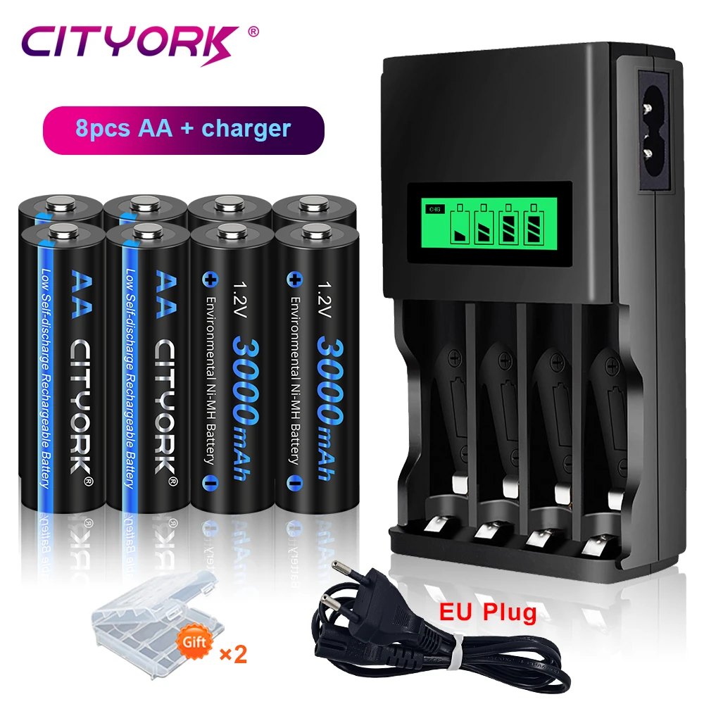 

CITYORK 1.2V AA Rechargeable Battery 1.2V AA 3000mAh NI-MH Rechargeable AA Batteries Bateria For Led Flashlight Camera Toy Car