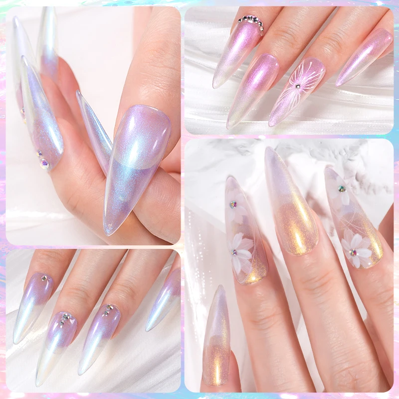 6 Pz/set Aurora Estensione Unghie Gel Smalto Blu Rosa UV Builder Ombre Unghie Camouflage Estensione Rapida Gel Esteso Unghie Kit di Arte