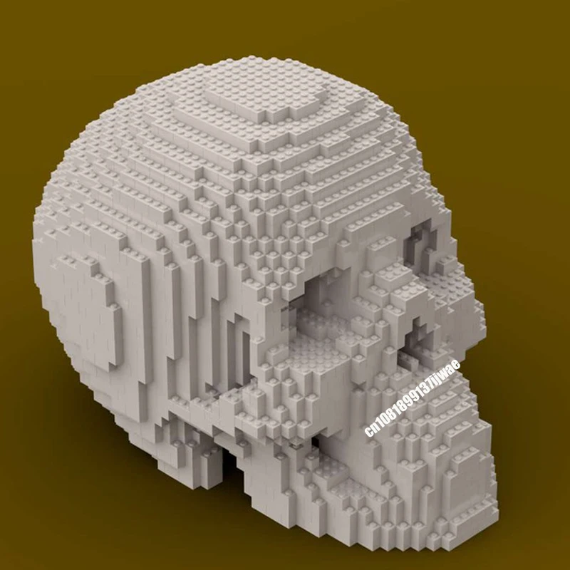 New 2024Pcs Hot Selling Large Human Skull Model Moc Building Blocks Diy Creative Ideas Kids Toy Birthday Halloween Seasonal Gift