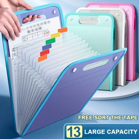 13 cartelle di File tascabili Portable A4 Letter Size Macaron Color fishdian Document Organizer per l'archiviazione domestica dell'ufficio in classe