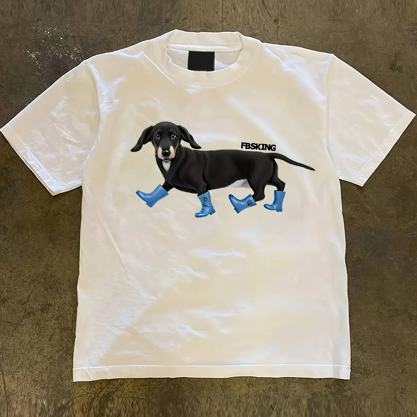 أحذية المطر الرجالية القطنية البسيطة للارتداء باللون الأسود على الطراز الإبداعي مطبوعة ناعمة ومريحة للشارع الهيب هوب يوميًا بأكمام قصيرة ورقبة دائرية