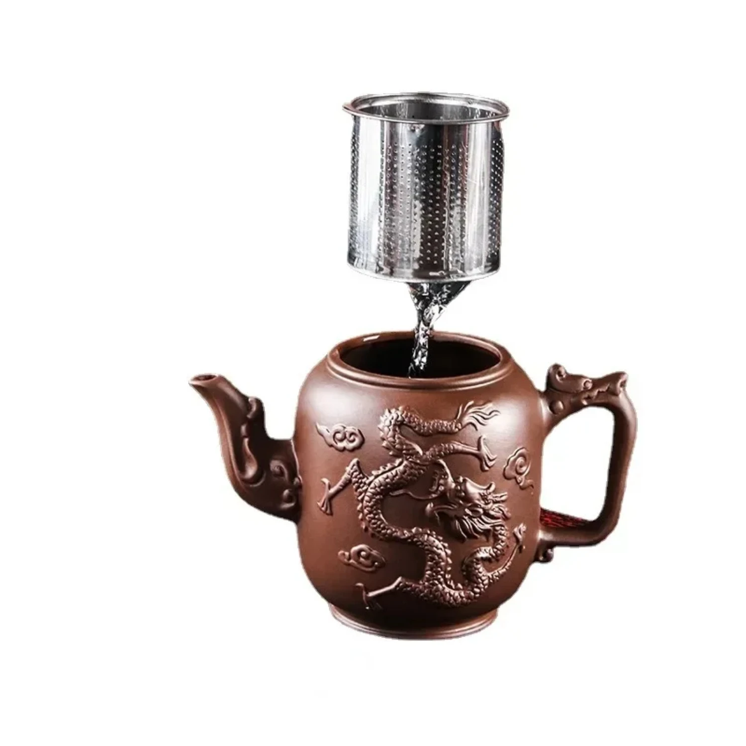 Yixing Purple Clay Teapot Large Capacity Teapot Single Pot with Built-in Stainless Steel Filter Teapot Household Kungfu Tea Set