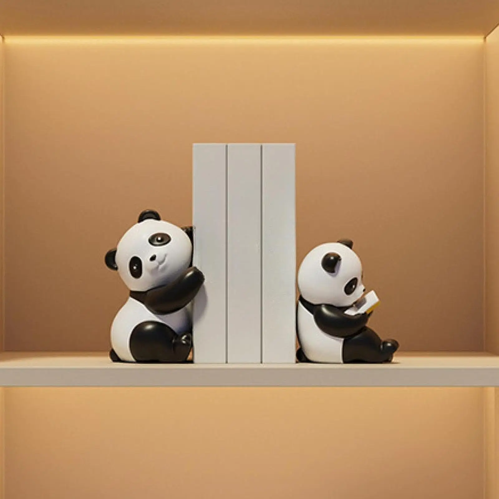 パンダブックエンド楽しい樹脂クラフトかわいい動物の置物装飾品彫刻デスクトップ装飾部屋ベッドサイドカウンタートップ