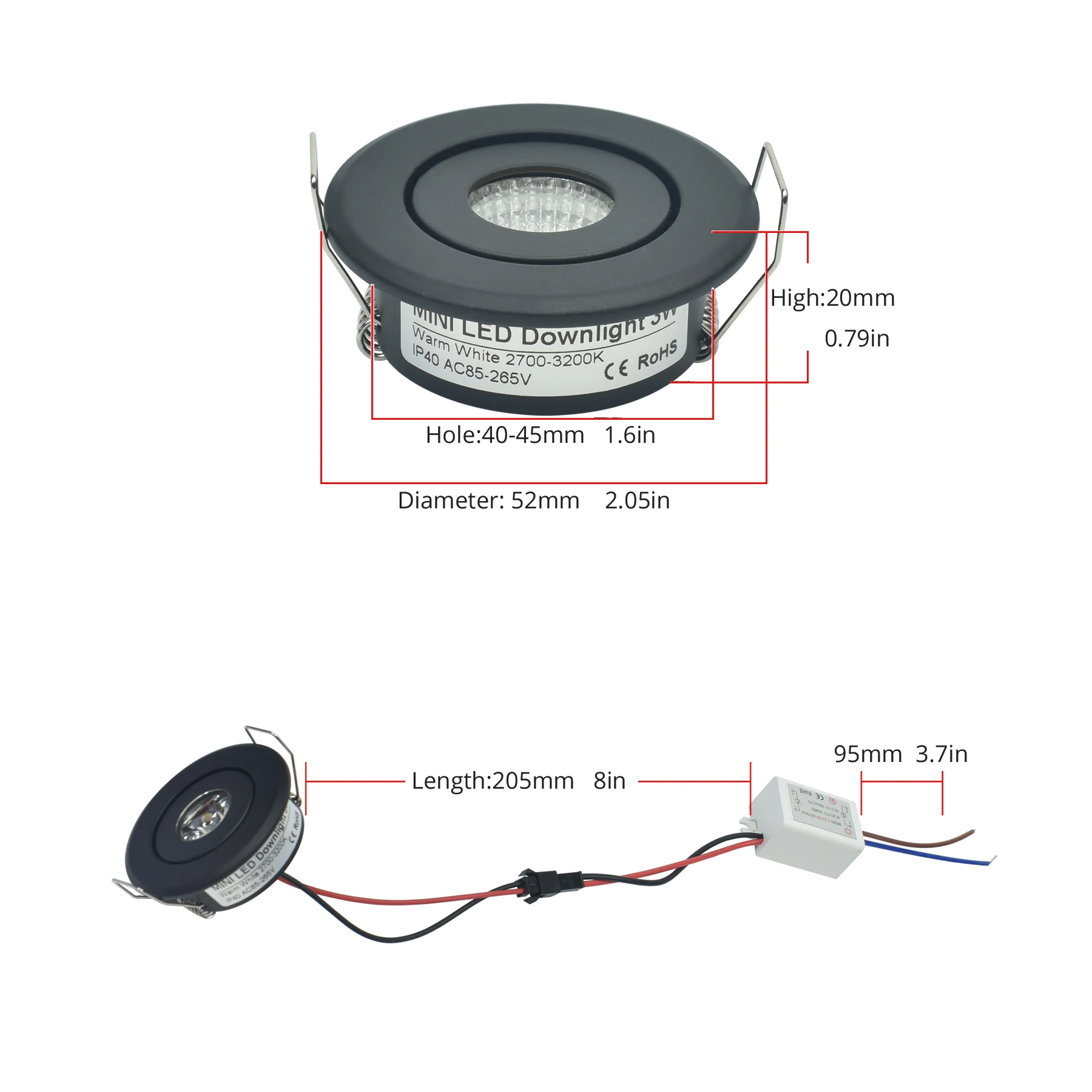 Mini LED typu Downlight oświetlenie punktowe sufitu COB 3W DIY gwiaździste niebo światła do szafki przycięte do domu 40-45mm AC85-265V