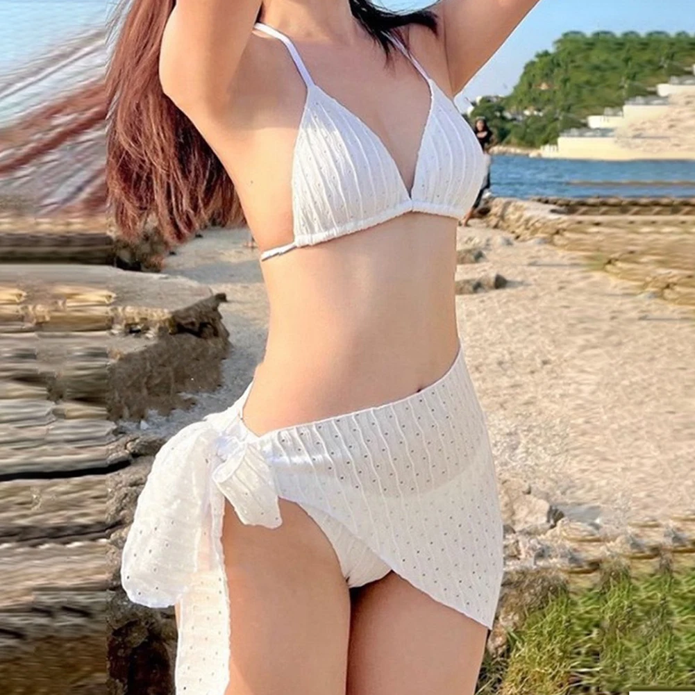 

Sexy Mesh Bikini Set for Women - 3 Piece Swimwear High Elasticity Quick Dry Beach Vacation Swim Outfit Summer Hot Spring