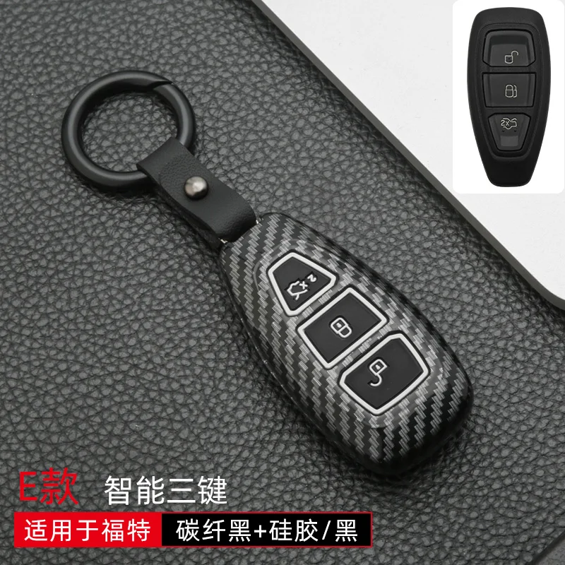 New Carbon Fiber ABS Car Key Case Cover for Ford Fiesta Focus 3 4 Mondeo Ecosport Kuga Focus ST Car Key Remote Key