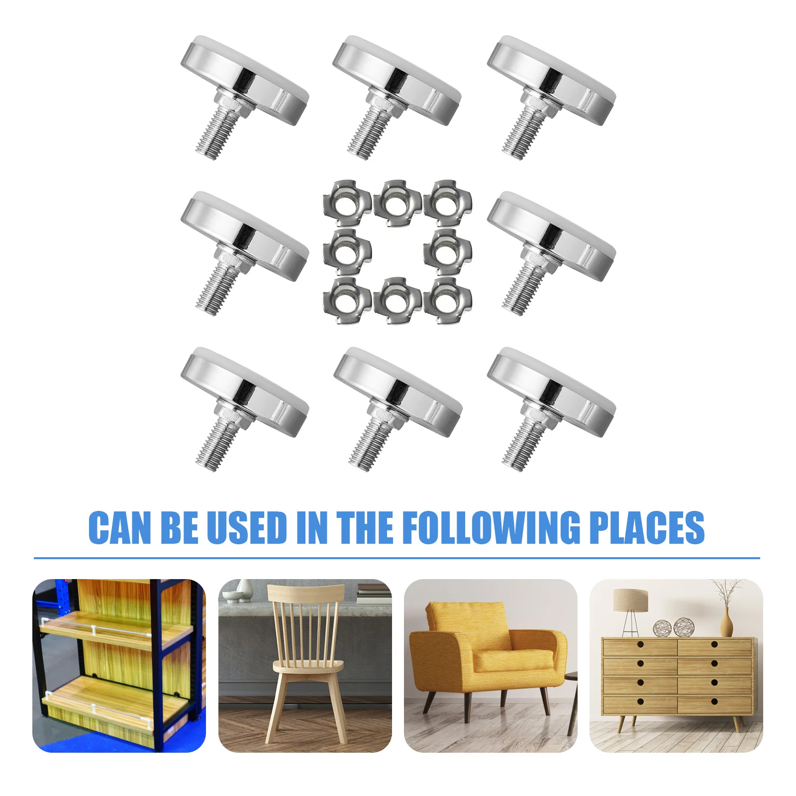 

8Sets Adjustable Chair Table Levelers Furniture Leg Screws Stable Durable for Home Office Levelers Screw Furniture Leveler