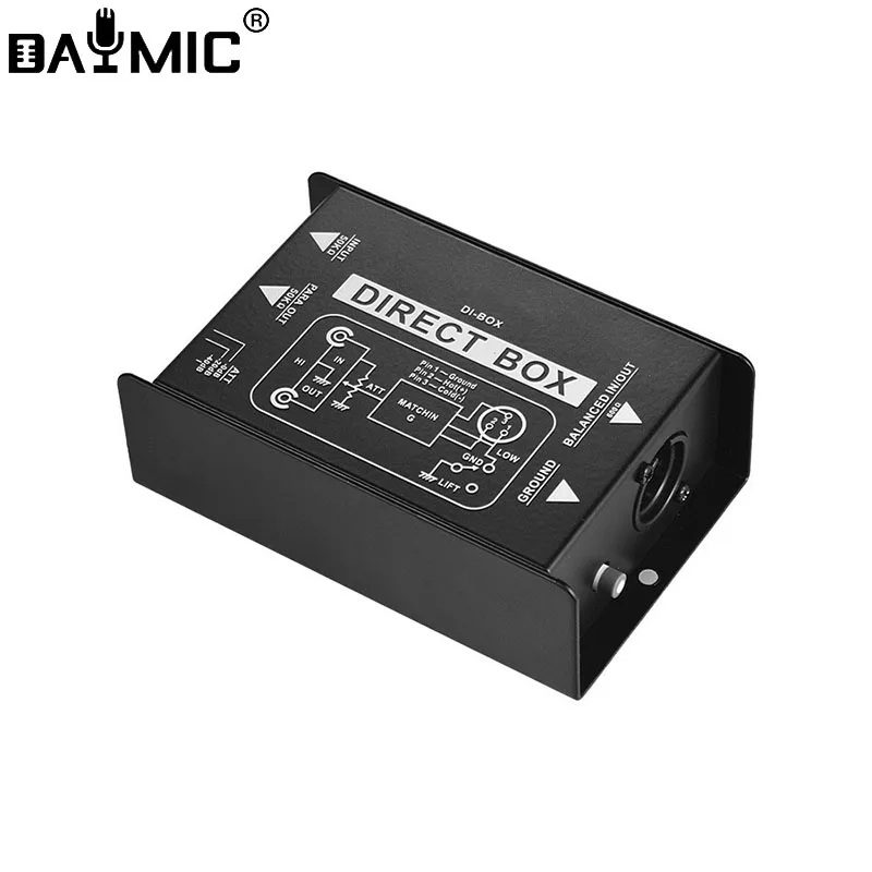 High Quality Passive Audio DI Box Direct Injection Box Low Noise Guitar Bass DI Single Channel Audio Converter