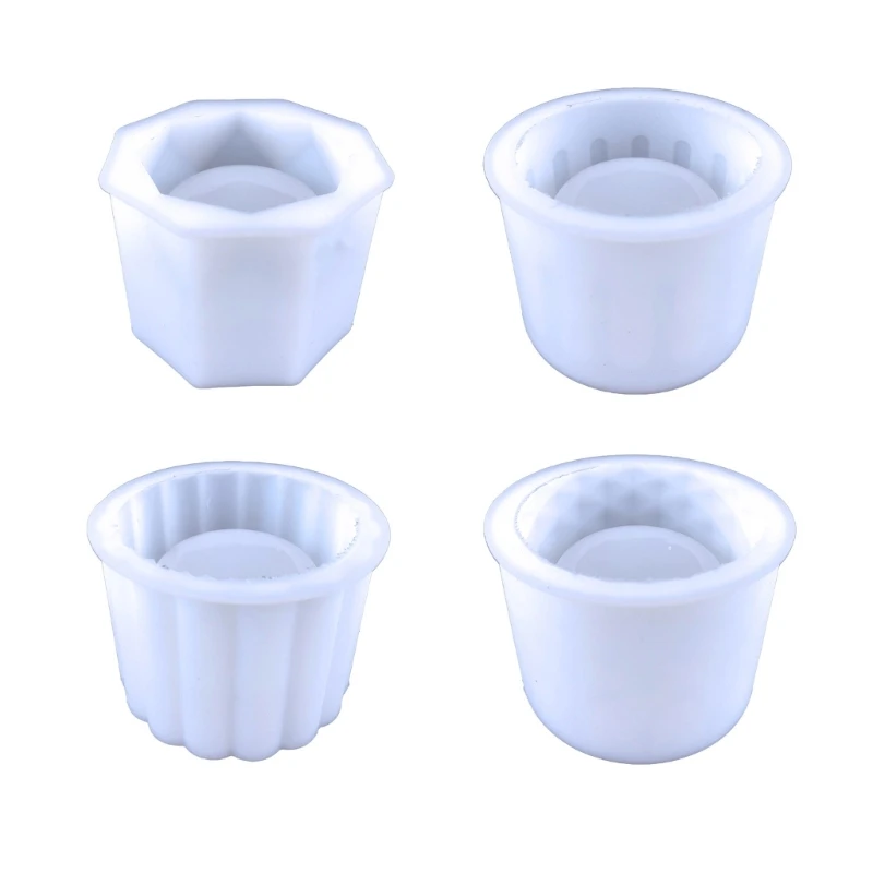 4Pcs Flower Pots Cement Plant Pot Resin Molds Vase Mould Craft Garden Decorating